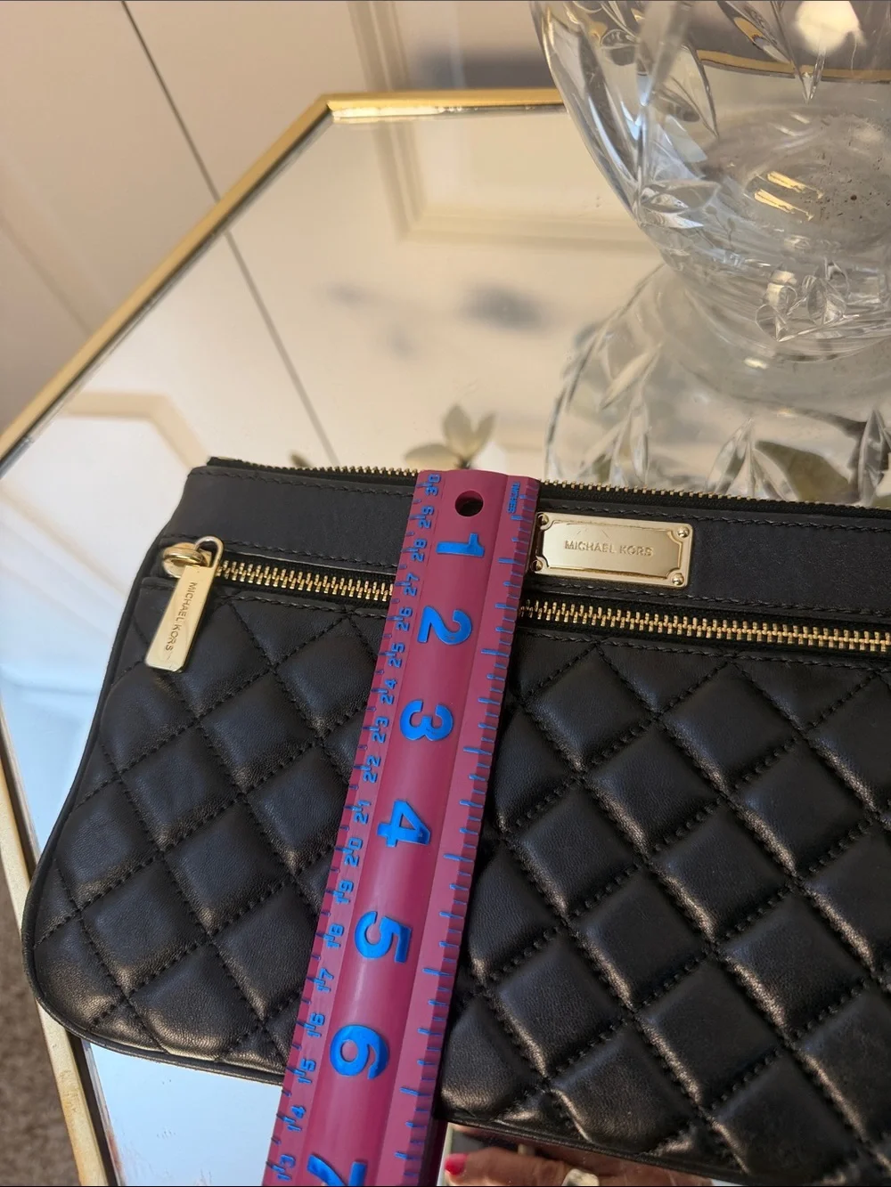 Michael Kors Black Quilted Leather Wristlet